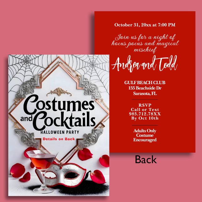 Invitación Elegantes disfraces y cócteles Fiesta de Halloween (Subido por el creador)