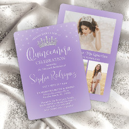 Invitación Elegantes espárragos Quinceañera 3 Foto Lilac Púrp