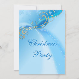 Invitación Elegantes Espuelas De Plata Y Copos De Nieve Azule