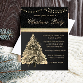Invitación Elegantes estrellas Árbol de Navidad, negro, Fiest