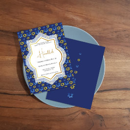 Invitación Elegantes Estrellas Azules De Oro De David Waterco