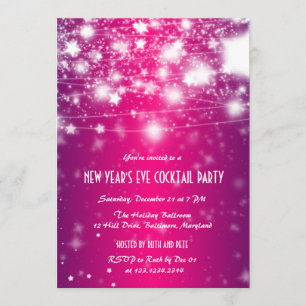 Invitación Elegantes estrellas brillantes Fiestas rosadas de