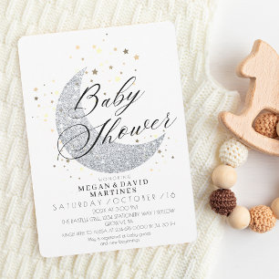 Invitación Elegantes estrellas de oro de la luna de plata Bab
