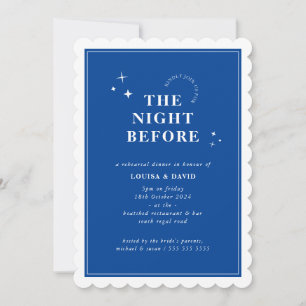 Invitación ELEGANTES estrellas simples ensayar la cena azul r
