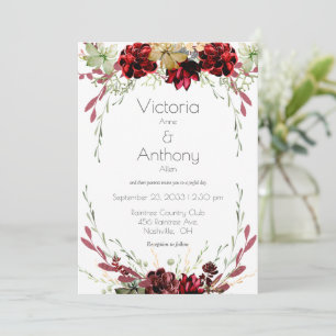 Invitación Elegantes éxitos de Borgoña Vines Greenery Boda