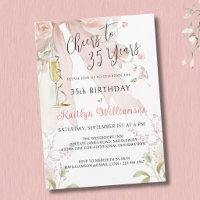 *Elegantes Felicidades por 35 Años Pink Bow Floral