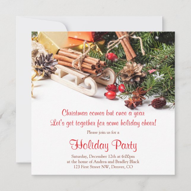 Invitación Elegantes fiestas navideñas (Anverso)