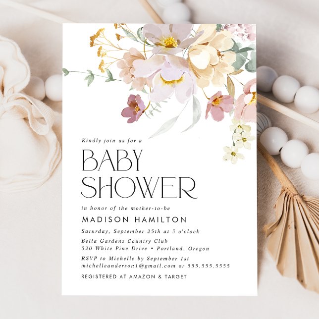 Invitación Elegantes floraciones rosa y crema Baby Shower (Subido por el creador)