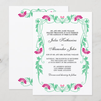 Invitación Elegantes Florales de hojas y Boda de Swirls