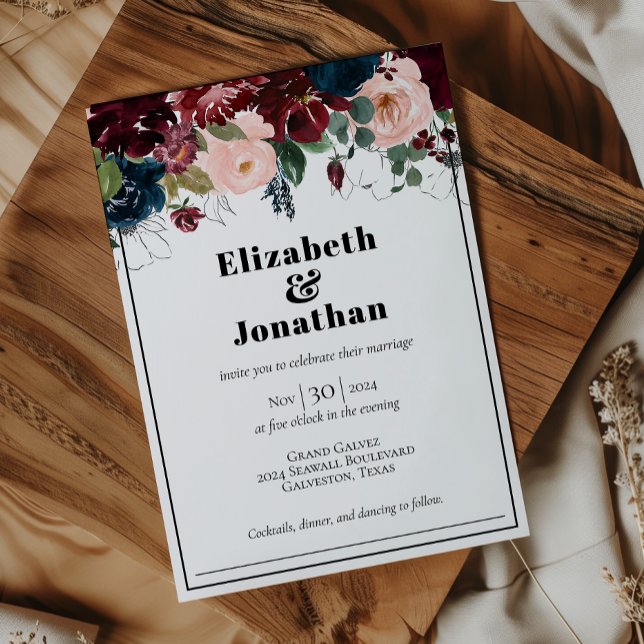 Invitación Elegantes Florales Oscuros (Subido por el creador)