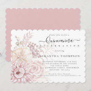 Invitación Elegantes Florales Rosa Dusty Quinceañera