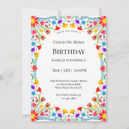 Invitación Elegantes florals mexicanas cinco de mayo cumpleañ