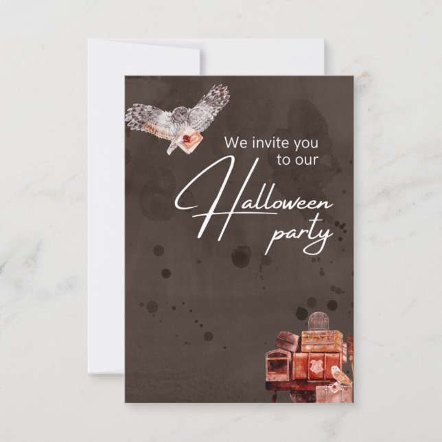 Invitación Elegantes florals y fiesta de Halloween con cráneo (Anverso)