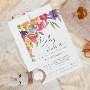 Invitación Elegantes florecientes brillantes tulipanes Baby S