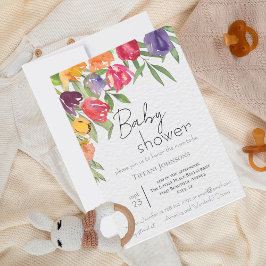 Invitación Elegantes florecientes brillantes tulipanes Baby S