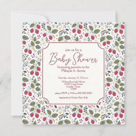 Invitación Elegantes flores amarillas de frambuesa Baby Showe