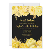 Elegantes flores amarillas y doradas Sweet Sixteen