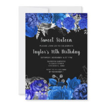 Elegantes flores azules y plateadas Sweet Sixteen