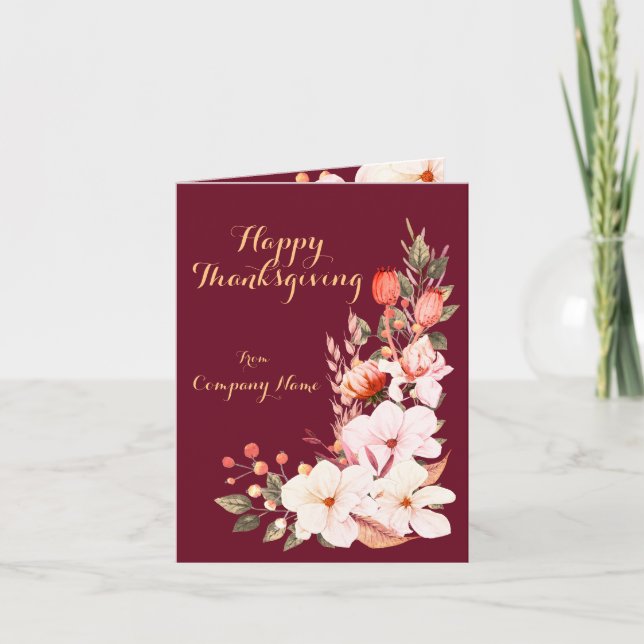 Invitación Elegantes Flores Bouquet Company Feliz Día de Grac (Anverso)