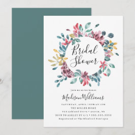 Invitación Elegantes Flores Corona Floral Ducha Nupcial