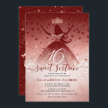 Invitación Elegantes flores de Borgoña Subió dulce de oro 16<br><div class="desc">Único y elegante rosa de oro DIY dulce 16 invitaciones que se pueden personalizar fácilmente para tu fiesta de cumpleaños! La lujosa mano de diseño ilustrada por Raphaela Wilson presenta una mezcla oscura de rosa claro y rojo burdeos oscuro con acentos dorados rosas. Purpurina mariposa confeti, corona de princesa y...</div>