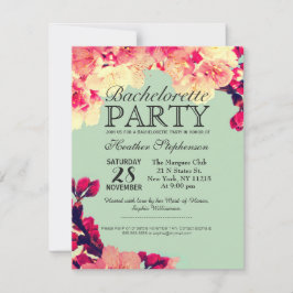 Invitación Elegantes flores de cerezo en Verde azulado rústic