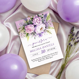 Invitación Elegantes flores de jardín púrpura y rosa ducha de