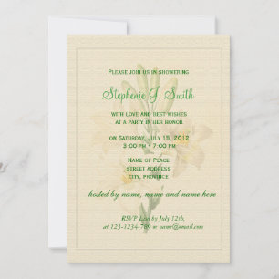 Invitación Elegantes flores de lirio blanco vintage para baby