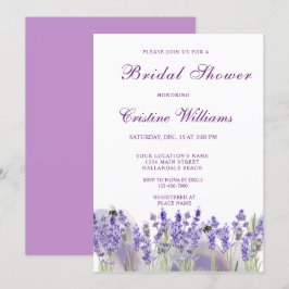 Invitación Elegantes flores de lustre morado de lavanda ducha