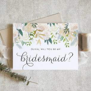 Invitación Elegantes Flores De Marfil Serán Mi Novia