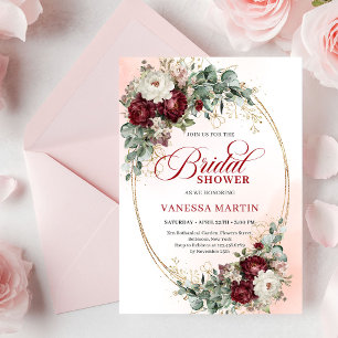 Invitación Elegantes flores de Marsala Eucalipto Despedida de