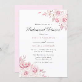 Invitación Elegantes flores de Rubor para la cena