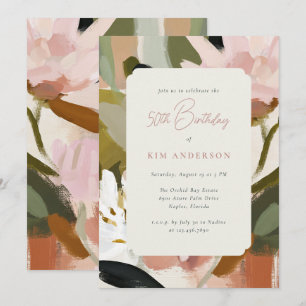 Invitación Elegantes flores florales pintando 50 años