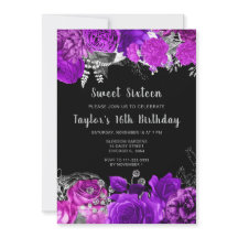 Elegantes flores moradas y plateadas Sweet Sixteen