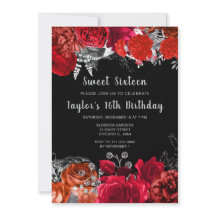 Elegantes flores rojas y plateadas Sweet Sixteen
