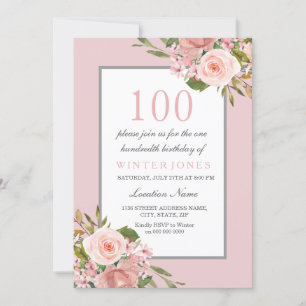 Invitación Elegantes flores rosadas invitan a fiesta de cumpl