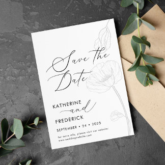 Invitación Elegantes flores silvestres Minimalistas salvan la