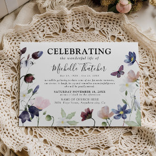 Invitación Elegantes flores silvestres pésame memorial funera