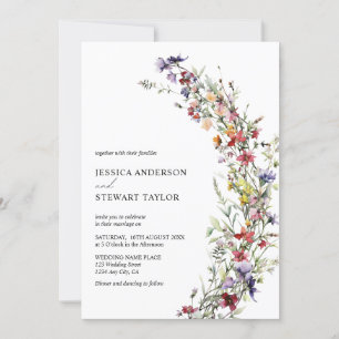 Invitación Elegantes Foto Bodas de Flores Silvestres en Acuar