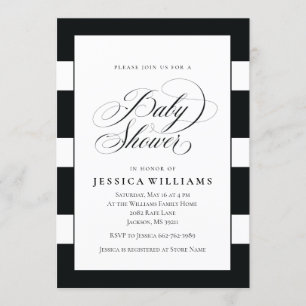 Invitación Elegantes franjas en blanco y negro Baby Shower