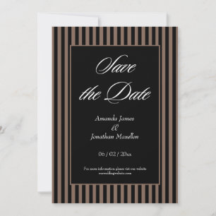 Invitación Elegantes franjas negro y marrón salvan la fecha