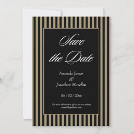 Invitación Elegantes franjas negro y verde salvan la fecha