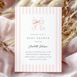 Invitación Elegantes franjas rosadas inundan Baby Shower Baby