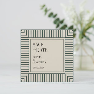 Invitación Elegantes franjas verdes simples Guardar la fecha