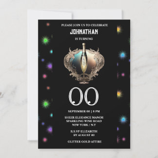 Invitación Elegantes fuegos artificiales de vino espumoso en