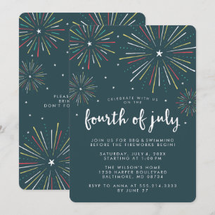 Invitación Elegantes fuegos artificiales del 4 de julio invit