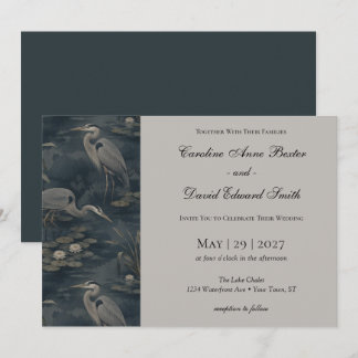 Invitación Elegantes Garzas Melancólicas en Boda Costera junt