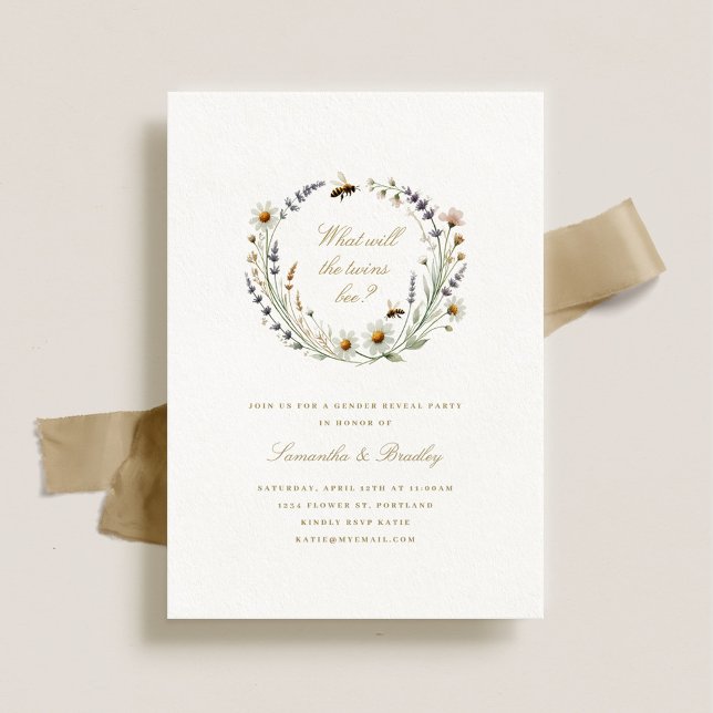 Invitación Elegantes gemelos de flores silvestres bebé Fiesta (Subido por el creador)