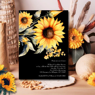 Invitación Elegantes girasoles 50° aniversario Boda