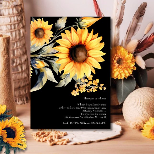 Invitación Elegantes girasoles 50° aniversario Boda (Subido por el creador)